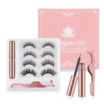 Magnetic Eyelashes,Magnetic Eyeliner and Lashes Kit have Soft Reusable Waterproof Long Lasting 4 Pairs of 3D Magnetic Eyelashes Natural Look No G