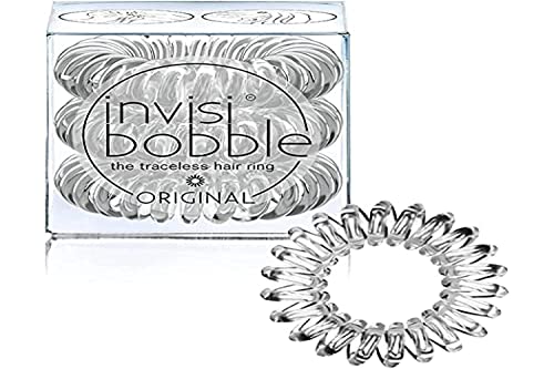 Invisibobble ORIGINAL Hair Ties, Crystal Clear, 3 Pack - Traceless, Strong Hold, Waterproof - Suitable for All Hair Types