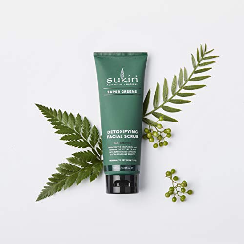 Sukin Super Greens Face Scrub 200g - with Kale, Spirulina & Pineapple; Cruelty Free & Vegan Friendly -Polishes Leaving the Skin Smooth and Free o