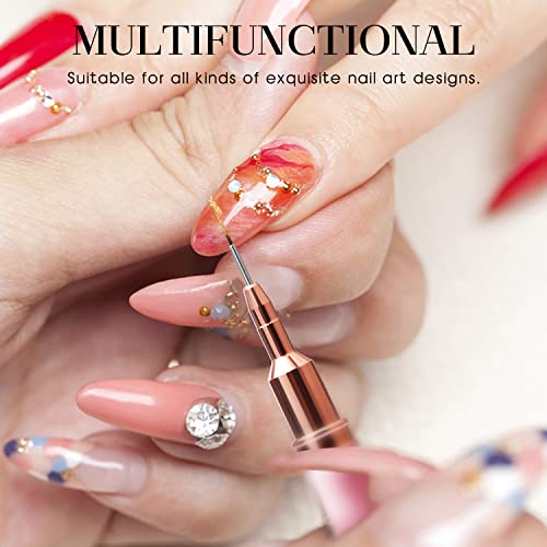 Nail Art Liner Brushes - Eptbsdu 5PC Nail Art Brush for Long Lines, Liner Brush UV Gel Polish Painting Nail Design Brush Metal Handle Nail Drawin