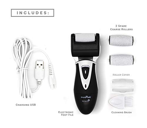 Electric Rechargeable Hard Skin Remover - Pedicure Foot File, Professional 3X Powerful Callus Remover for Dead Hard Cracked Skin, Coarse and Fine