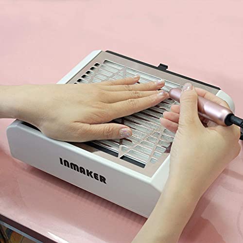 INMAKER Nail Dust Collector with 2 Reusable Filters, 60W Power Manicure for Dust Collector Nail Salon, Professional Vacuum Nail Dust Extractor fo