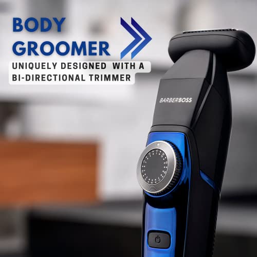 BarberBoss Beard Trimmer, Hair Clippers, Nose & Ear Trimmer, Body Groomer, Detail Trimmer 5-in-1 Grooming Kit, 39 Length Setting with Self-Sharpe