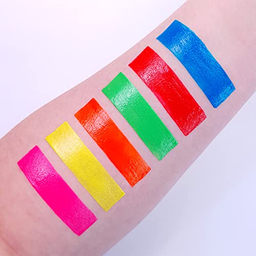 Neon Face Paint Stick by UV Glow - Genuine and original UV Glow product - glows brightly under UV Light! (Set of 6)