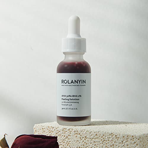 Rolanyin Peeling Solution AHA 30% + BHA 2% Exfoliating Facial Serum 30ml Fighting Blemishes Reduces Pore Congestion and Fine Lines