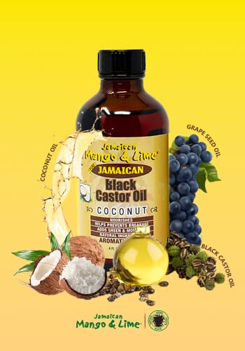 Jamaican Mango & Lime Black Castor Oil Coconut 118ml - Helps prevent breakage. Adds sheen and moisture. NATURAL INGREDIENTS. 100% Natural Oils. N