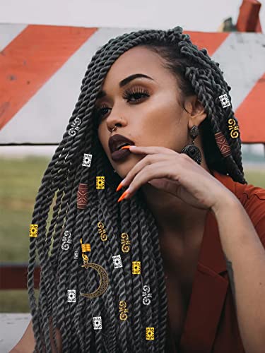 EBANKU 184pcs Hair Jewelry for Braids, Dreadlocks Hair Jewelry for Braids, Jewelry Aluminum Hair Coils, Moon Snake Leaf Braid Clips, Ancient Gold