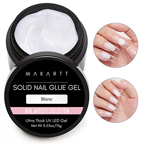 Makartt Solid Nail Glue Gel, Nail Tips Glue Gel, Nail Rhinestone Glue Gel, False Nail Glue, Strong Nail Glue for Acrylic Nails 15g (Clear)