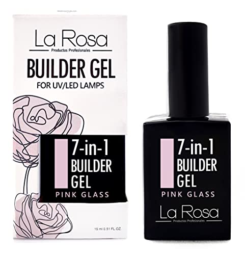 La Rosa 7-in-1 BUILDER GEL in a Bottle - UV Gel - NUDE for nail design and nail art, Nail Easy-To-Use Extension Builder, Cover gel - 15 ml (Light