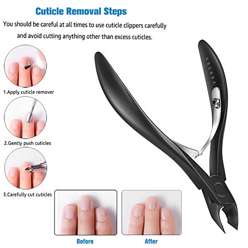 FERYES Cuticle Nippers, Cuticle Cutter and Remover with Cuticle trimmer for Dead Skin - Professional Manicure Tools and Cuticle Clippers- Stainle