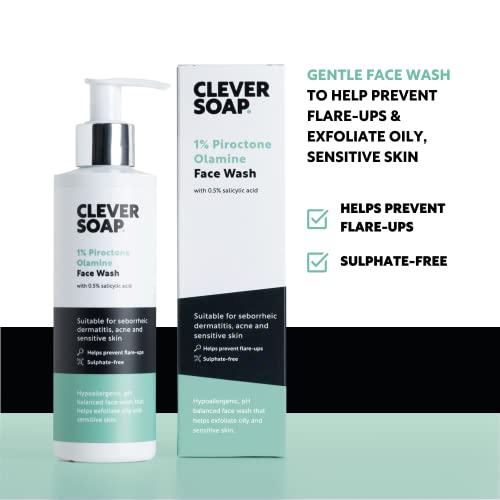 Clever Soap 1% Piroctone Olamine Face Wash With Salicylic Acid - Exfoliating, Foaming Facial Cleanser - Suitable For Seborrheic Dermatitis, Acne