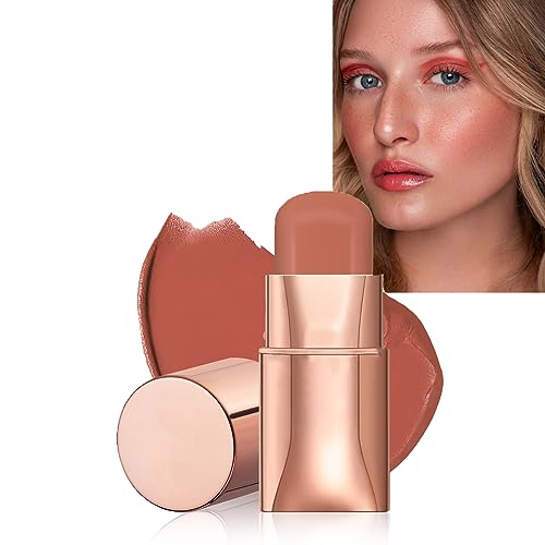 Blush Stick - Cream Blush - Waterproof Long-lasting 3-in-1 Multi-Use Blusher Contour for Lip Cheek Eye - Moisturize and Blendable Blush for Natur