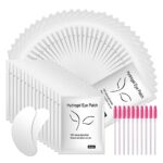 URAQT Eye Gel Pads, 50 Pairs Eyelash Extension Pads Lint Free Eye Lash Patches with 10 Eyelash Brush, Under Eye Gel Pads Premium Eyelash Pads for
