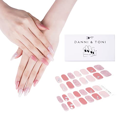 DANNI & TONI 28 Stickers Semi Cured Nail Wraps Soft Self-Adhesive Gel Nail Stickers,Salon-Quality Gel Nail Polish Strips Manicure Stickers Set (i