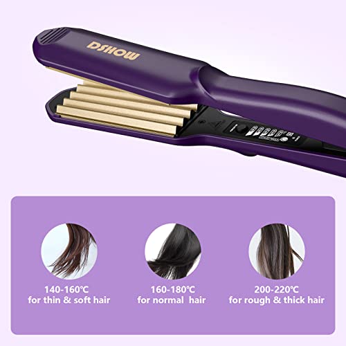 DSHOW Ceramic Hair Crimper Straightener Crepe Iron Large Plates (Purple)