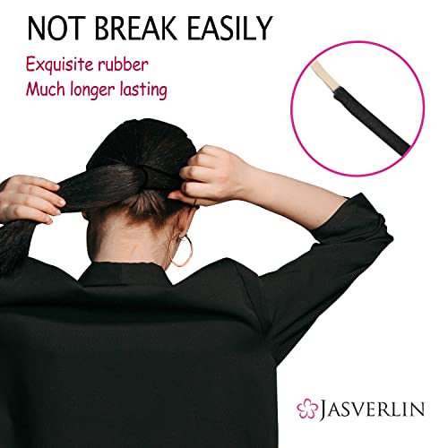 JASVERLIN Small Hair Elastics, Seamless Thick Hair Ties, No Pull Ponytail Holders Braided Hair Tie Styling Bands for Fine to Medium Hair, Women G