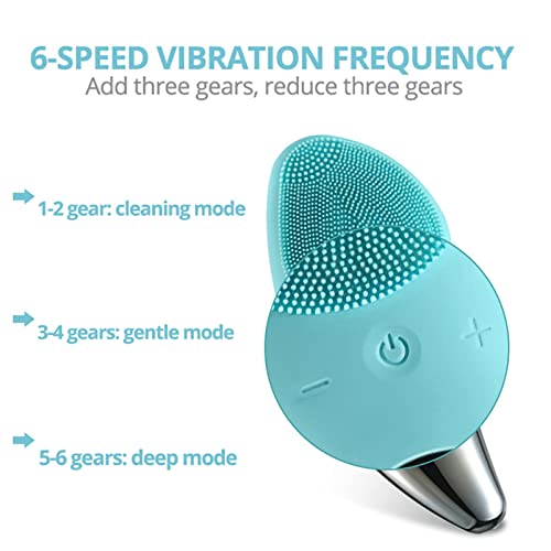 SONGQEE Sonic Facial Cleansing Brush Electric, Waterproof Silicone Face Massager Brush Rechargeable Face Scrubber, Mini Skin Cleanser Exfoliator
