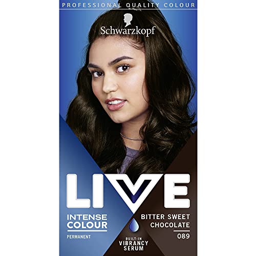 Schwarzkopf LIVE Intense Colour, Long Lasting Permanent Brown Hair Dye, 89 Bitter Sweet Chocolate, 1 Count (Pack of 1)
