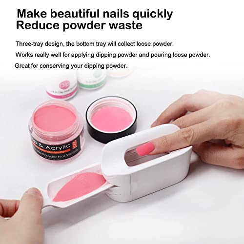 Nail Dip Powder Tray, Dip Powder Recycling Tool for Acrylic Nail Powder Use, Easy to Make Beautiful Dip Nails, White