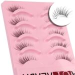 AUPALADA Half Lashes Natural Look Strip Wispy False Eyelashes Clear Band Soft Strip Corner Fake Eyelashes Cat Eye Short Accent Lashes 5 Pairs Set