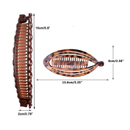 Banana Hair Clip 4 Pieces Banana Fish Hair Clips for Women Banana Clip Double Comb Long Hair Clips Ponytail Hair Comb Banana Hair Comb for Thick