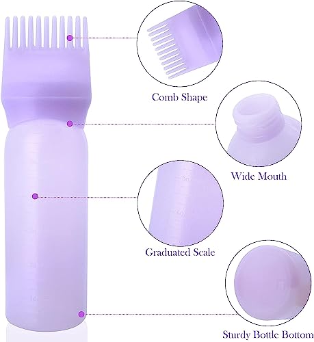 Hair Dye Brush Bottle (2 Pcs) Root Comb Applicator Bottle Hair Colouring Dye Applicator Scalp Treatment Bottle Plastic Squeeze Bottles for Hair C