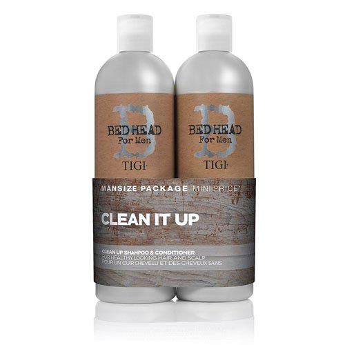 Bed Head for Men by TIGI | Clean Up Shampoo and Conditioner Set | Moisturising And Smoothing Daily Haircare For Healthy Hair and Scalp | Ideal Fo