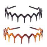 Ycfish 2PCS Zig Zag Headband Tooth Headband for Women Girls Plastic Wavy Hair Comb Headband Zig Zag Black Plastic Sharks Tooth Hair Comb Hard Hea