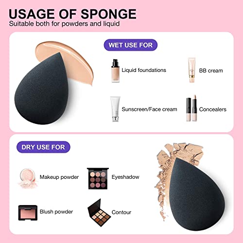 Makeup Sponge Blender Set of 4 - Non Latex, Soft, Multi-colored Foundation Blending Sponges for Cream, Powder and Liqui