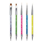Sularpek 5pcs Nail Art Brushes, Nail Dotting Tools, Function Nail Brush for Dotting Drawing Painting Tools Liner Design Nail Art with Glitter Han
