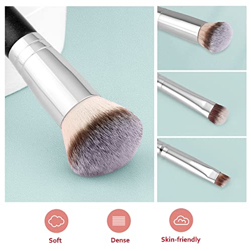 Foundation Brush Start Makers 2 pcs Dual-ended 2-in-1 Kabuki Makeup Brushes For Buffing, Blending, Sculpting, Highlight, Contouring.
