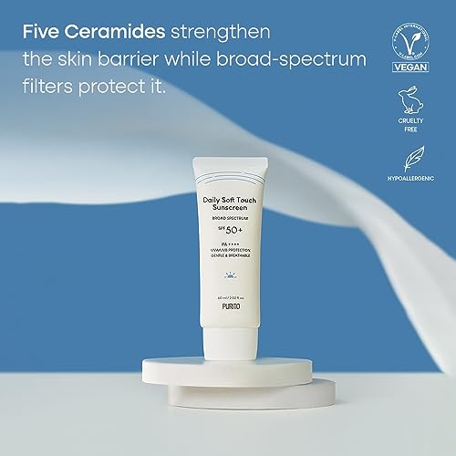 PURITO Daily Soft Touch Sunscreen 60ml / 2.02 fl. oz. SPF 50+ PA ++++ safe ingredients, broad-spectrum, calm, soothing, Vegan, cruelty-free