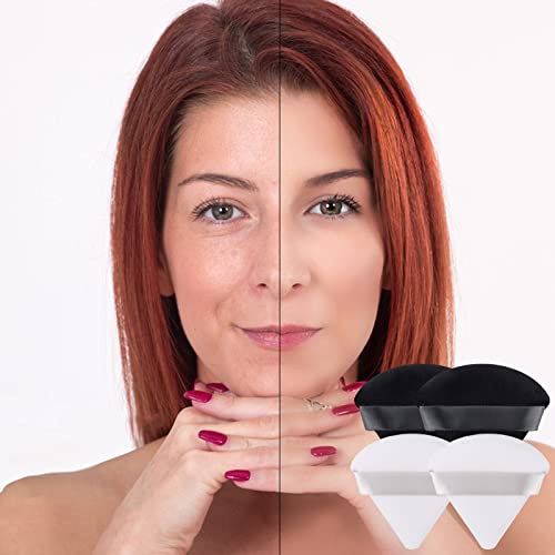 OBSGUMU 4pcs Triangle Powder Puff, Reusable Triangle Sponges for women, Powder Puffs for Pressed Powder, Loose Powder, Cosmetic, Face Foundation