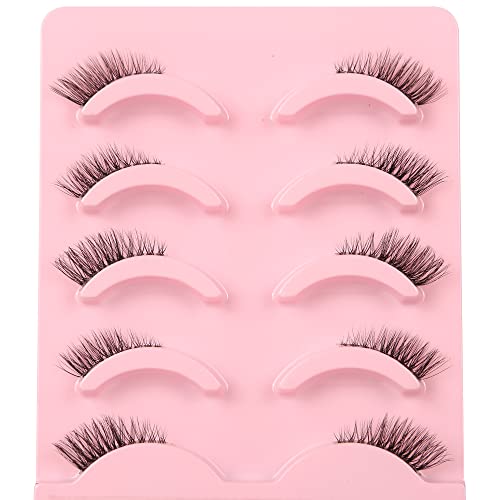 False Eyelashes Natural Half Lashes Short Wispy Clear Band 1/2 Lashes Pack Cat Eye 3D Faux Mink 3/4 Eye Lashes Multipack By AUPALADA, Lash Cluste