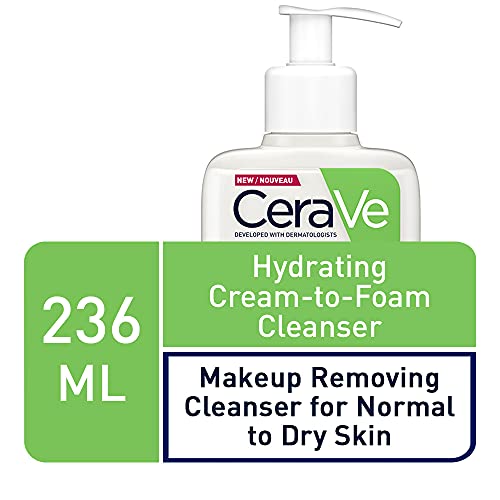 CeraVe Hydrating Cream - to - Foam Cleanser for Normal to Dry Skin with Amino Acids, Hyaluronic Acid and 3 Essential Ceramides, 236 ml