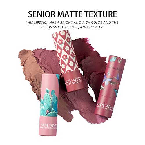 HANDAIYAN Lipstick,Nude Lipstick,Red Lipstick,Smooth,Waterproof,Highly Pigmented Lipsticks for Women Long Lasting (102#Nude Brown)