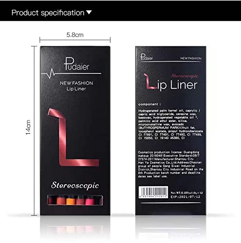 Beteligir Matte Lip Liner Pencil Set - 12 Assorted Colors Natural Lip Makeup Soft Pencils Waterproof and Long Lasting Velvet Lip Liners (01)