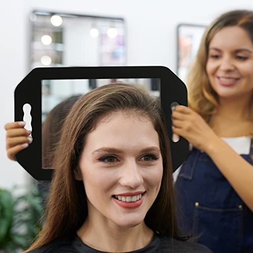 Kurtzy Lightweight Handheld Hairdressing Mirror - Black Foam Handle Mirror for Barbers, Salons and Beauticians - Double Handle Mirror - Viewing M