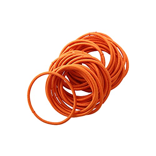 FEIFEI'S BOW 50Pcs Girls Women 2.5mm Thin School Uniform Endless Hair Elastics Bobbles Hair Ties Bands Ponios Ponytail Holders (Burgundy)