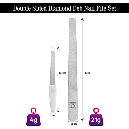 Haryali London Diamond Nail File - 20 cm Double Sided Professional Nail File for Tending Thick and Hard Natural Nails - Metal Nail File for Women