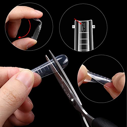 120 Pieces Dual Nail Forms Set Gel Nail Mold Extension Forms Coffin Nail Gel Forms for Acrylic UV Nails Clear with 12 Sizes Scale and Nail Clips