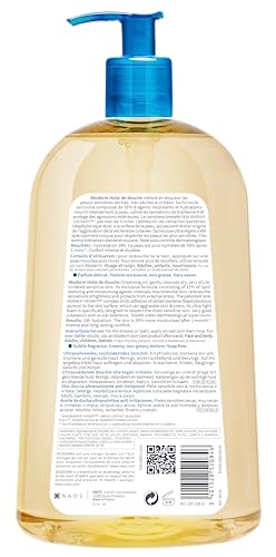 Bioderma Atoderm Shower Oil - Cleansing Oil Body Wash for Very Dry to Eczema-Prone Skin, Shower Oil to Nourish, Soothe & Restore Sensitive Skin,