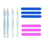 Manicure Tool Set :Pack of 4 - Plastic Handle Tipped Cuticle Trimmer Pusher Remover, 6PCS Mini Nail Files Pedicure Tools