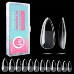 PFLEGEPRO Nail Tips for gel extensions 240PCS with Box, Clear Full Cover Acrylic Gel Nails for Nail Art Salon and Home DIY, Pre-Buff Super Strong
