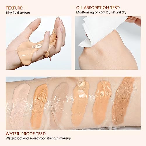 Colour Changing Foundation,Makeup Foundation, Face Foundation Full Coverage Moisturizing Waterproof Long Lasting Makeup Base Natural Coverage Fou