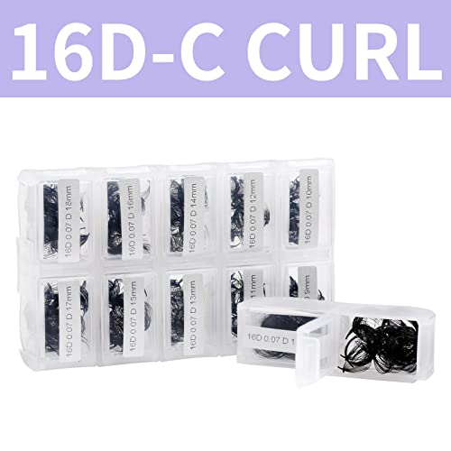 Pre Made Fan Volume Eyelash Extensions 10D 0.07mm D Curl 500 Fans 9-16mm Mixed Tray Premade Fans Loose Volume Lash Extensions Handmade Promade Lo