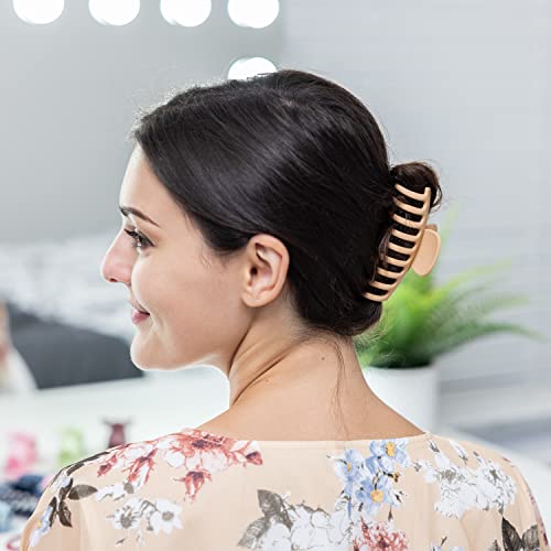 CLIPXY Premium Claw Clips – Set of 10 Pcs Hair Claw Clip with Hair Bands – Sturdy and Durable Hair Clips Women – 3.6 Inch Matte Coated Hair Claw