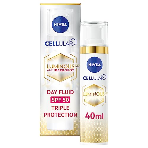 NIVEA Cellular Luminous 630 Anti Dark-Spot Day Moisturiser SPF 50 (40ml), Hydrating Fluid Protects From Dark-Spot Darkening and Photoageing for S