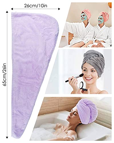 Microfibre Hair Towel, 3 Pack Super Absorbent Hair Towel Wrap with Button Design. Extremely Soft Hair Wrap Towel, Traveling, Beach Excursions, Sp