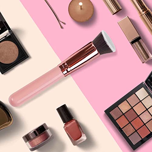Olakin Make-Up Brush, Foundation Brush, Makeup Brush, Cosmetic Brush, Flat Cosmetic Brush, Ideal for Creamy, Powdery or Liquid Foundation (Rose G